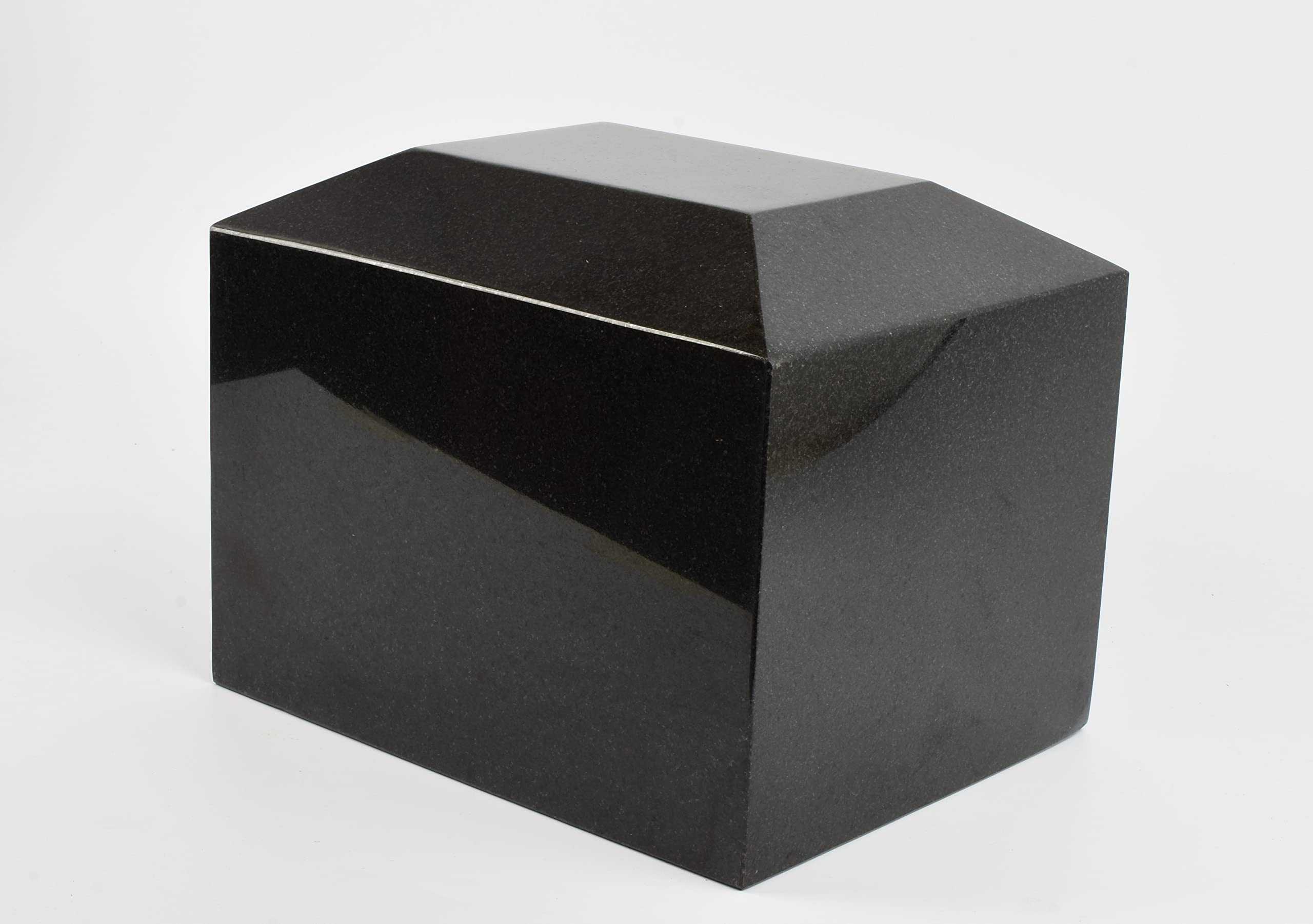 Granite Stone Urn, Adult Cremation Urn for Ashes - Free Ash Bag - Outdoor/Indoor/Garden (Black) 105BKM