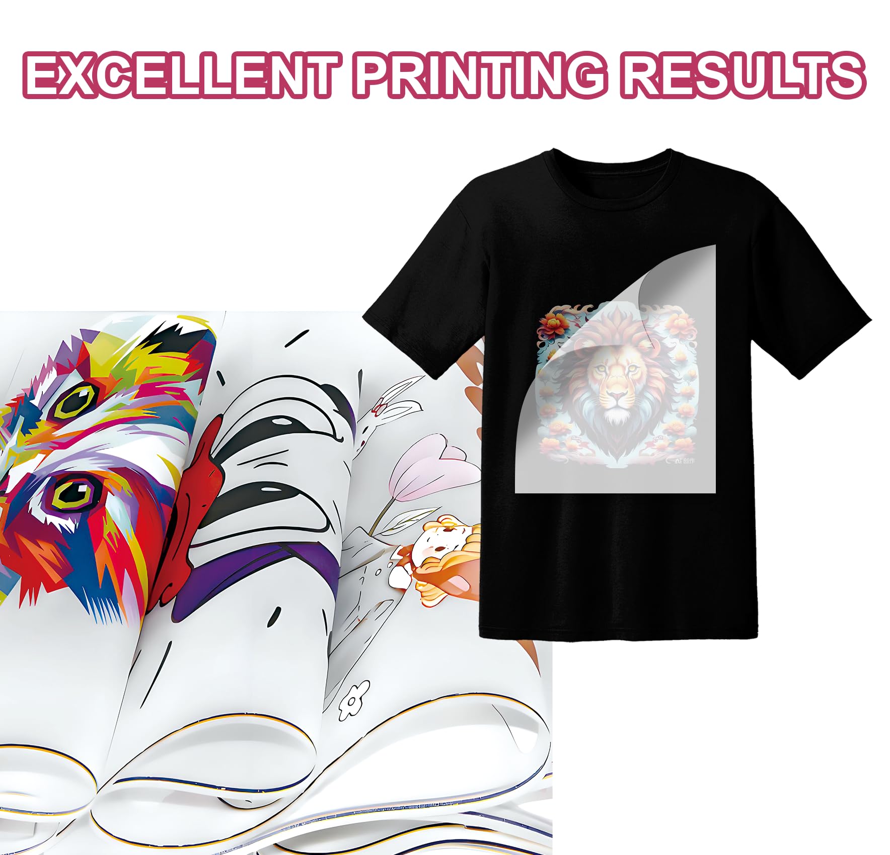 DTF Rouleau de film de transfert DTF pour sublimation ou imprimante à jet d'encre DTF, papier de transfert direct en PET pour t-shirts et tous les tissus (double face mat), 33 cm x 100 m
