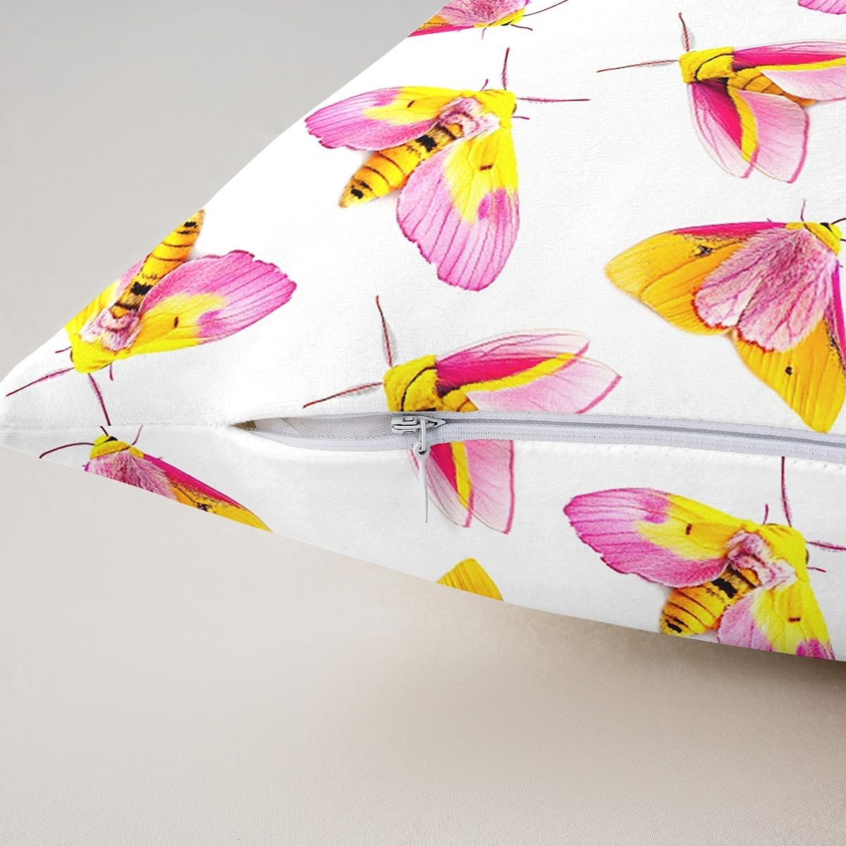 Feelyou Girls Colorful Moth Reversible Throw Pillow Covers 24 x 24-Inch Kids Boho Exotic Square Cushion Covers Set of 1 Boys Teens Bohemian Pillow Covers Throw Pillowcases for Sofa Couch Chair