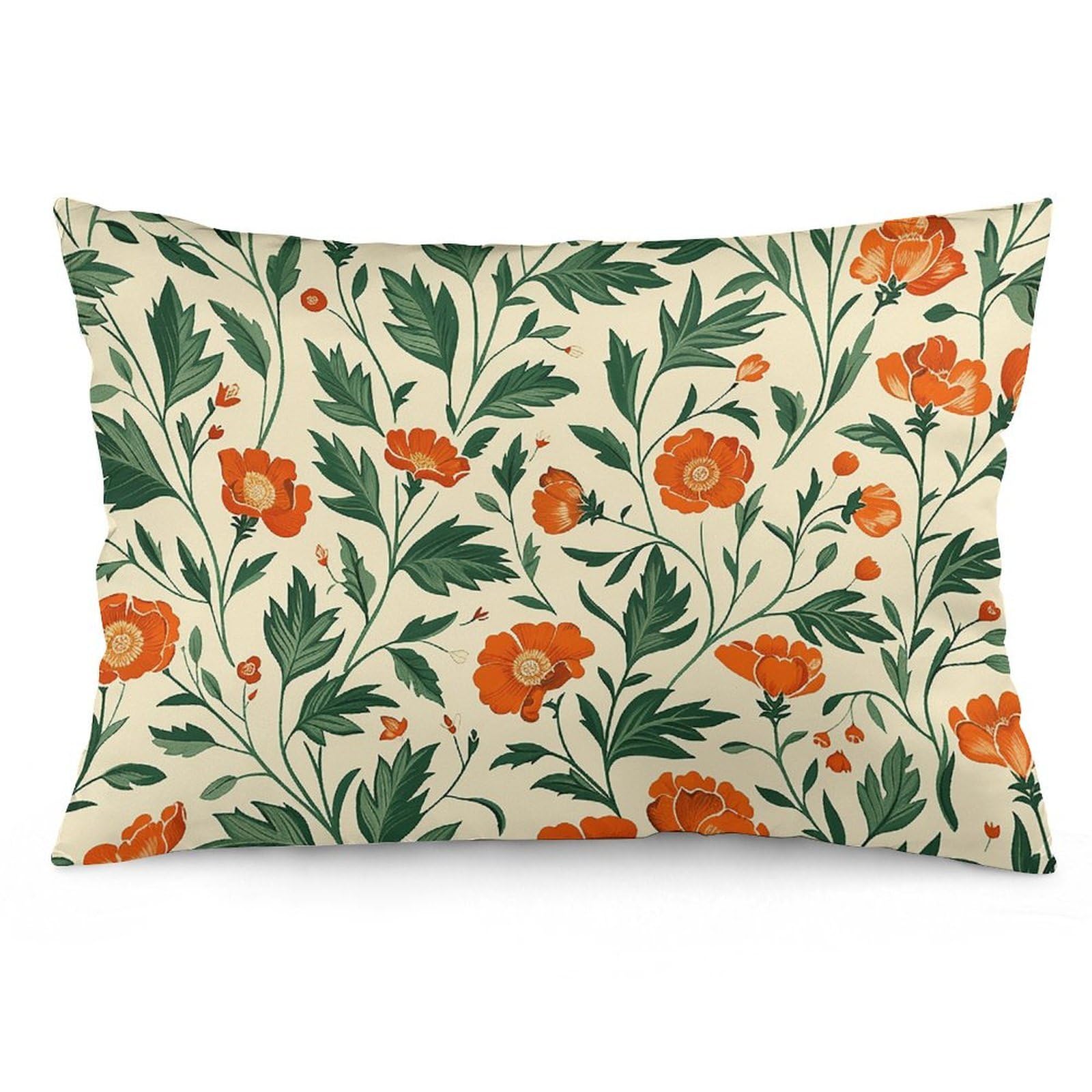 2 Pack Pillow Cases for Hair and Skin, Soft Breathable Pillow Case Covers with Hidden Zipper, Flower Pillowcase 16 "x24 Pillow Covers for Sleeping Gift