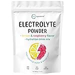 Micro Ingredients Hydration Electrolyte Powder, 1 lb (69 Servings) | Lemon Raspberry Flavor | High Potassium (1,000mg) + Coconut Water & Real Lemon Juice | No Sugar, Keto Friendly | Non-GMO