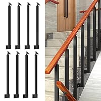 Vista 63 de 42/40/38/36/34in Square Stair Baluster Posts- 270° Adjustable Metal Railing Spindles with Flat Bracket Base and Screws Kits; Iron Posts are Suitable