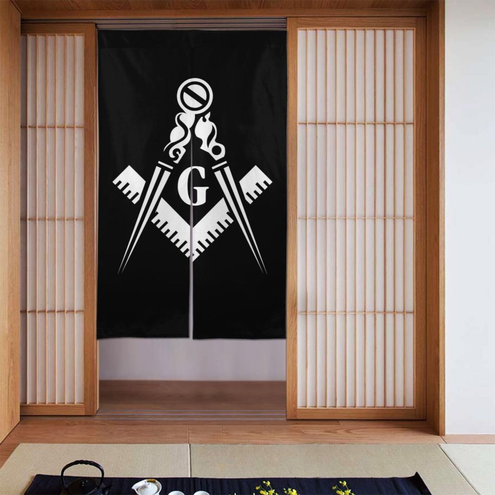 Lukiyys Freemasonry Masonic Lodge Symbol Door Curtains,Doorways Curtains for Windows,Bedroom Divider 34"X 56"