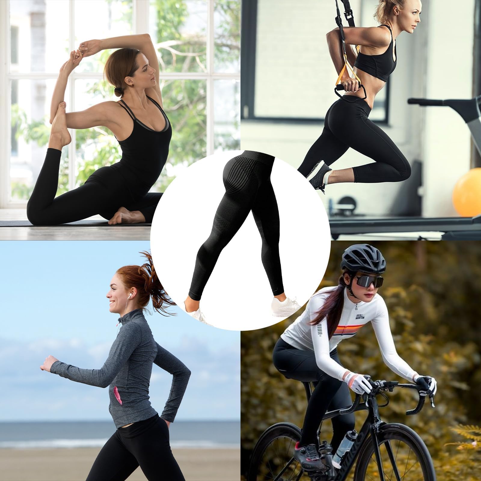 Generico Leggins Anticellulite Donna Compressione 3D Solenao Leggings Anticellulite Snellente Leggins Compressione Graduata Sportivi Push Up Pantaloni Yoga Vita Alta per Allenamento Palestra Fitness