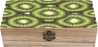 FekiLoot Kiwi Art Pattern Wood Storage Box with Hinged Lid Memory Treasure Boxes Large Capacity Personalized Wooden Keepsake Box Smooth Vintage Rustic Memento Boxes