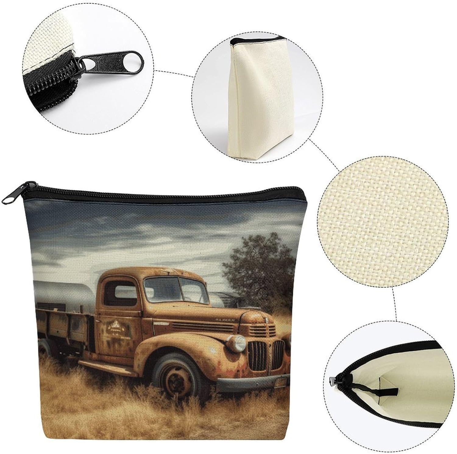 Old Truck Car Makeup Bag Cosmetic Pouch Toiletry Bag image 3