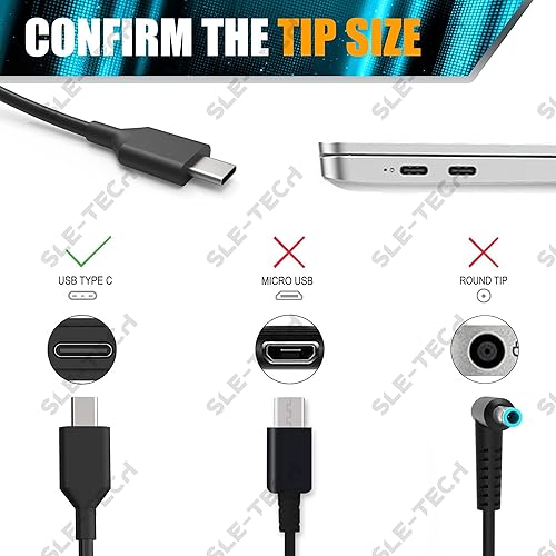 SLE-TECH Cargador USB C de 65 W para laptop compatible con Hp Chromebook 14 14A G5 11 11A G6 G7 G8 EE R13 X360 Series