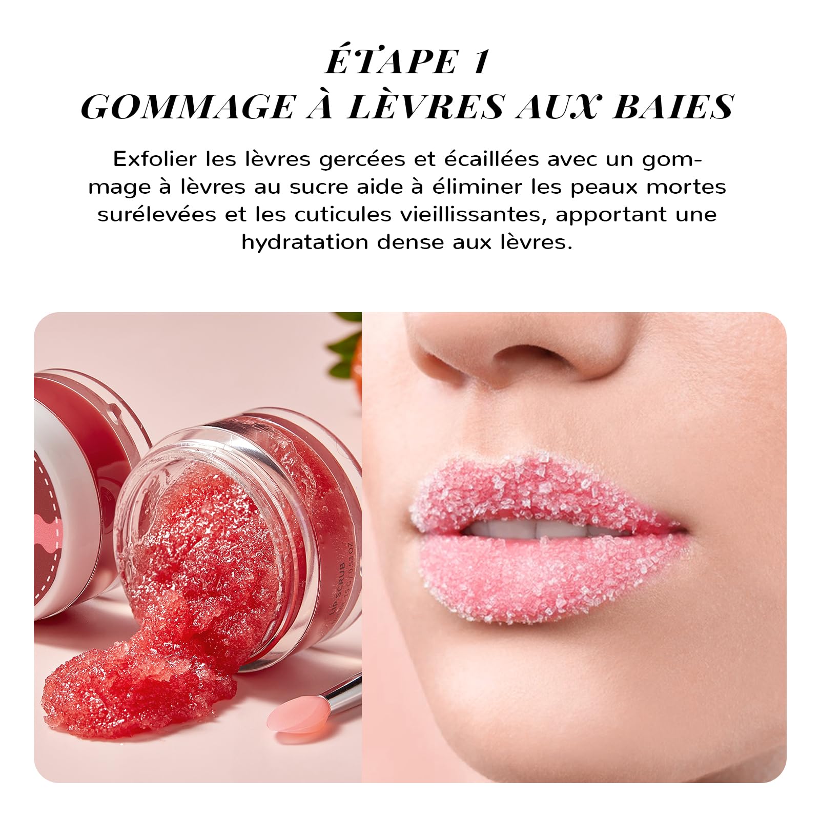 ANAiRUi Kit de Soin pour les Lèvres - Ensemble de Masque Baume & Gommage Sucré - Masque de Nuit (Baies + Vitamine C)