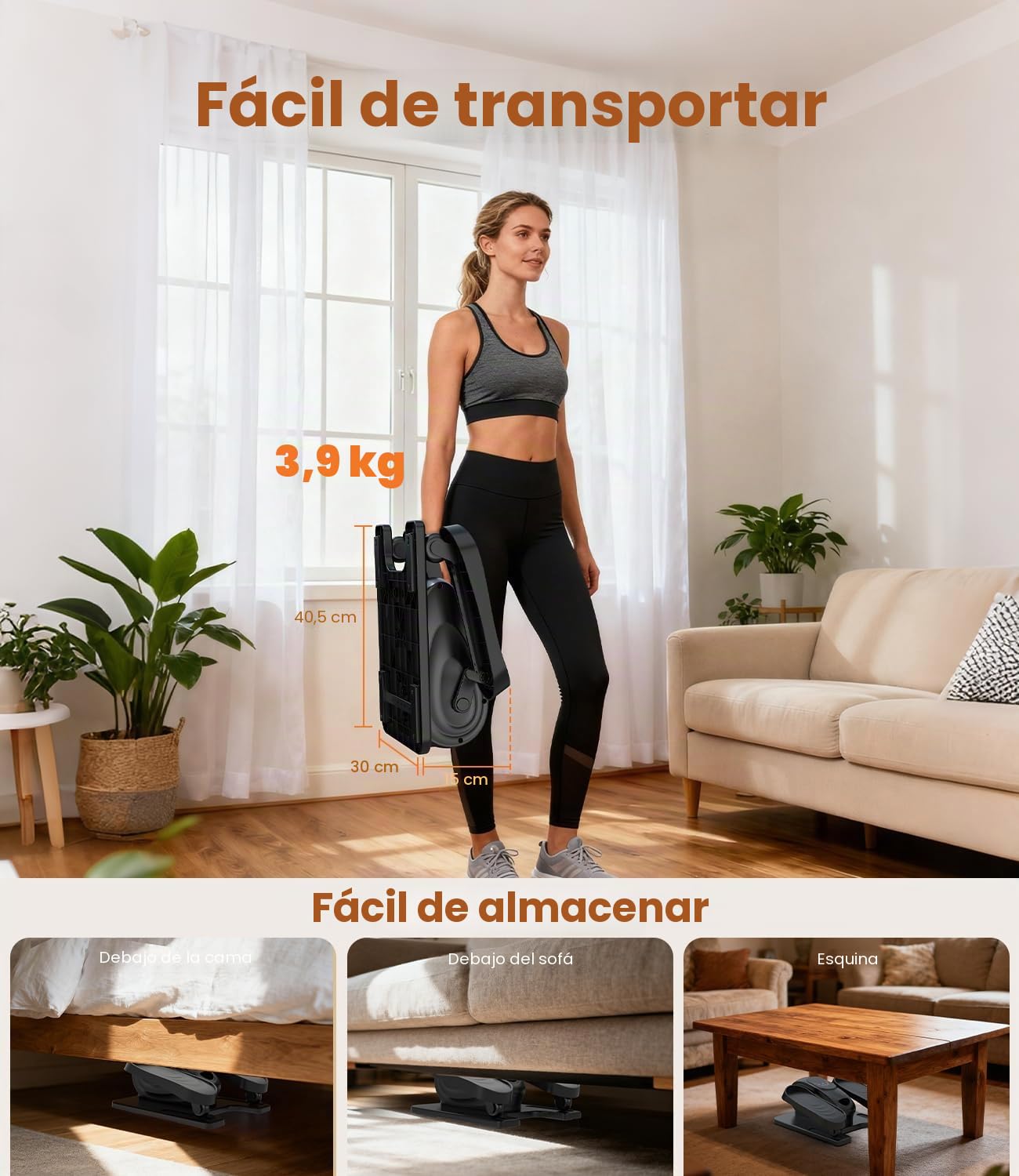 Mini Eliptica Electrica Pedales Portátil, Silencioso Pedaleador Eléctrico Bajo Escritoriopara Hogar con Mando y Pantalla, 15 Niveles, Máquina Elíptica para Mayores y Adultos