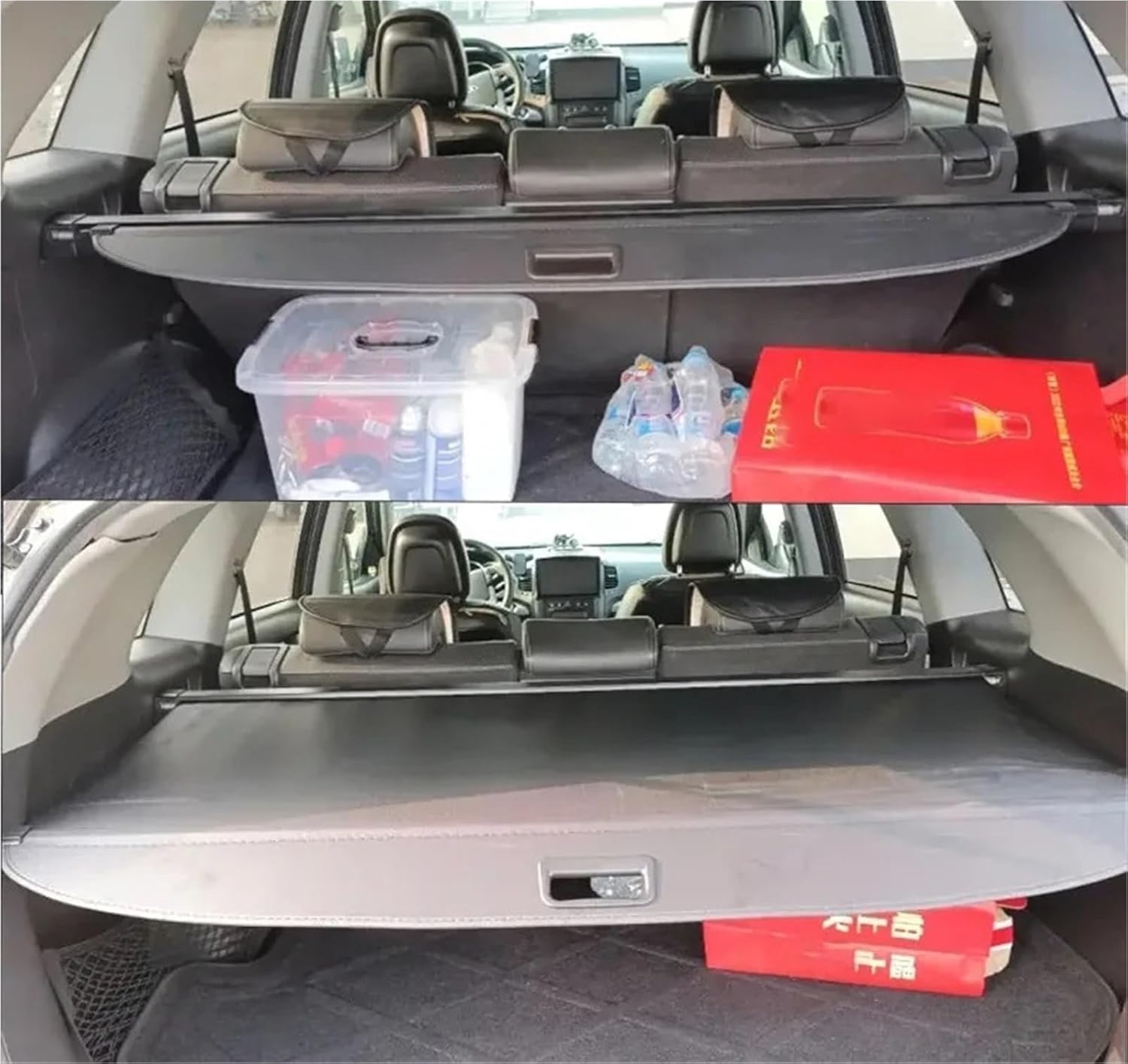 for Kia Sorento 2021-2025 Auto Trunk Curtain Organizer Cover Cargo Rear Rack Luggage Storage Waterproof Shield Shade(PU Leather)