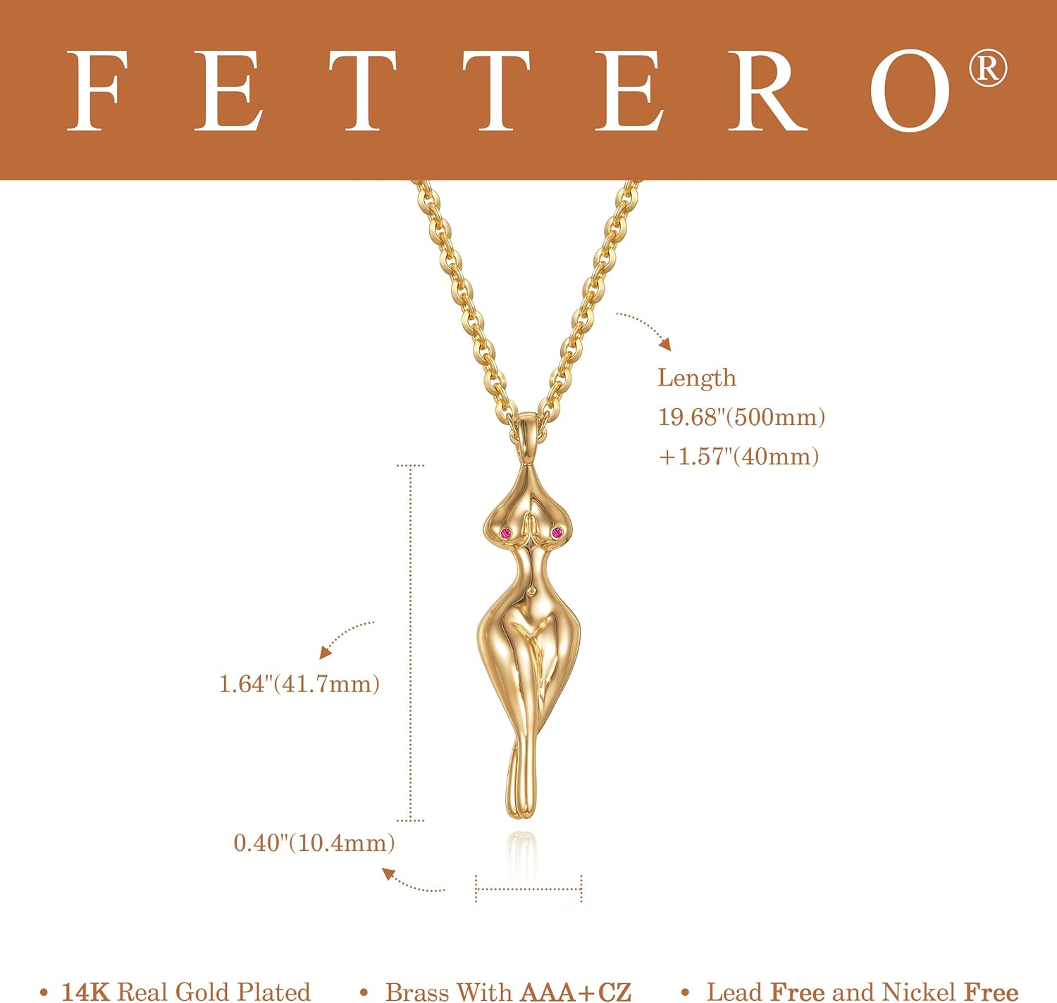 Fettero 14K Gold Plated Pendant Necklace for Women | Cute Cupid Pendants with Love Heart| Charm Woman Body| Crescent Star Coin Necklaces for Women Trendy Simple Cute Necklaces Gold Jewelry - Image 6