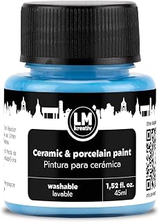Ceramic & Porcelain Paint 45ml - Baby Blue - Dishwasher Safe Glass and Ceramic Paint Ideal for Cups and Porcelain Painting Creative Projects on Glass