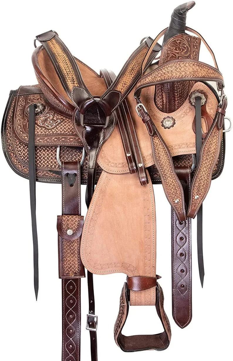 Juego de tachuelas de cuero de alta calidad para silla de montar de caballo, pony, niños y adultos, 10, 11, 12, 13, 14, 15, 16, 17 pulgadas, placa de pecho (10 pulgadas)