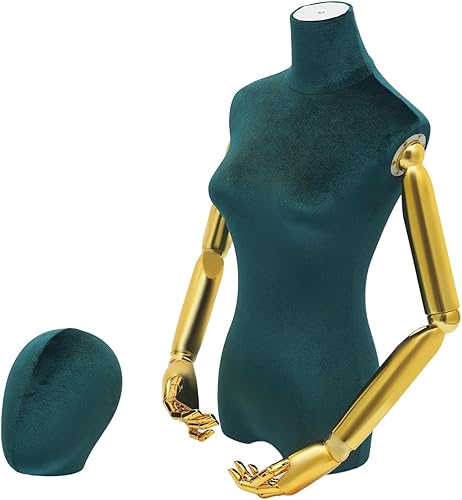 Miniatura 8 de Cuerpo de maniquí para mujer, forma de vestido de tela de lino, torso de maniquí con cabeza desmontable, altura ajustable, soporte de metal, para