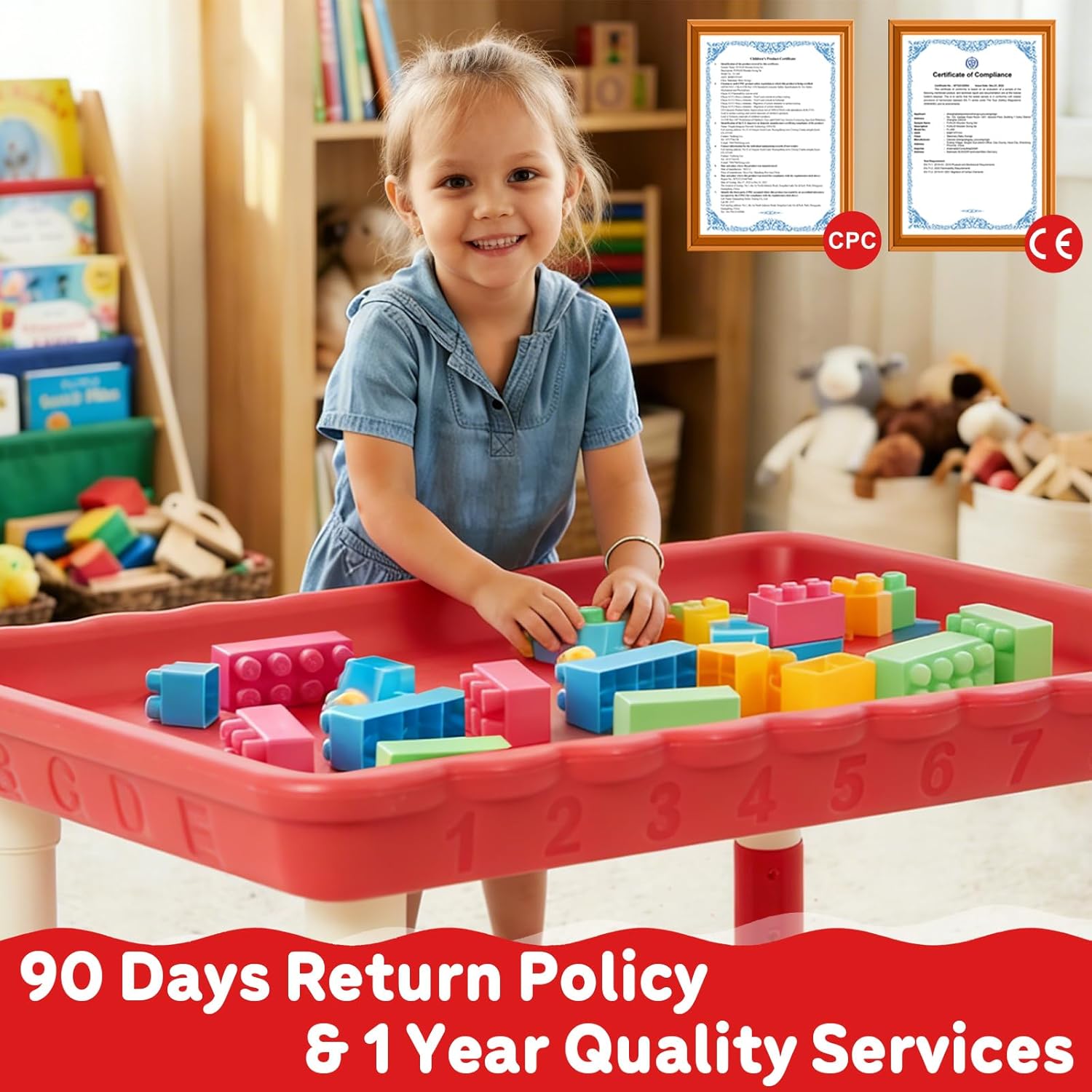 FUNLIO Sensory Table for Kids (35"x24"), Height Adjustable Rectangular Tuff Tray Sensory Table, Multi-Use as Water Table & Sand Table for Indoor & Outdoor, Easy 3-Min Assembly No Tools Needed - Red