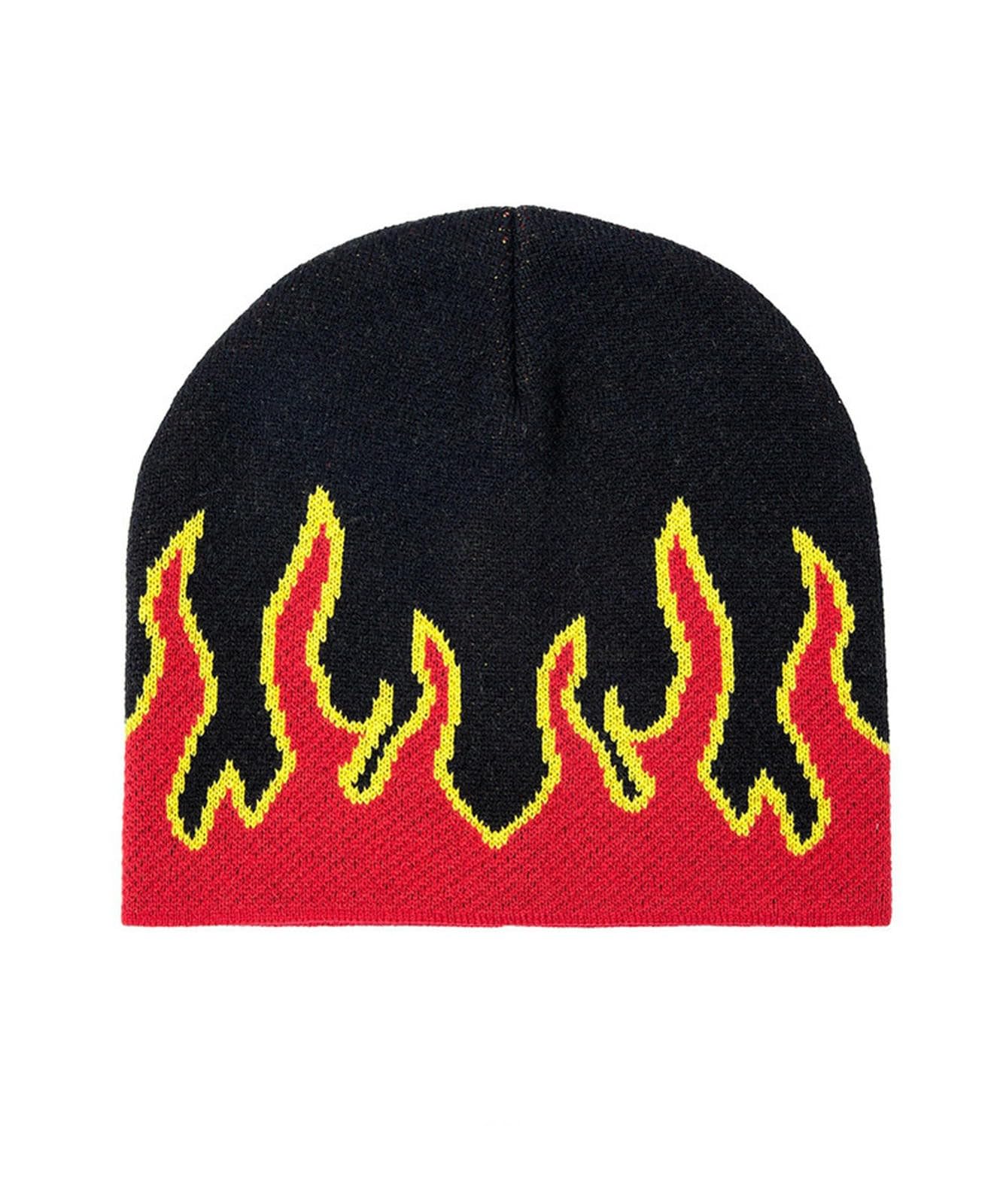 Gorro de punto AYANCAI con llamas rojas estilo hip hop unisex talla única