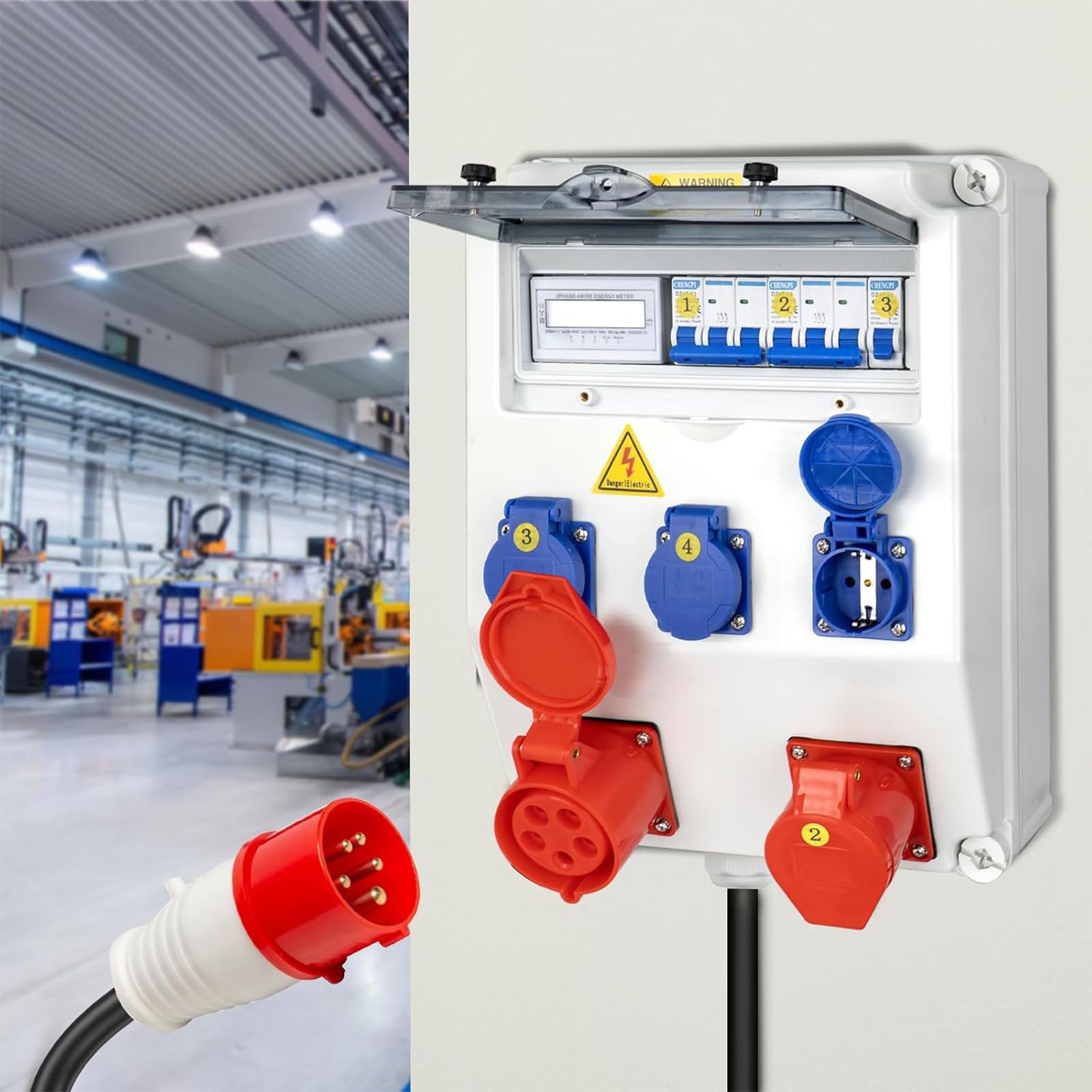 TEOV Cable alargador CEE 5 m, IP44 5G, 2,5 mm², cable de alimentación de goma, 400 V, 16 A, cable de alimentación CEE para obras, comercios, exteriores y agricultura