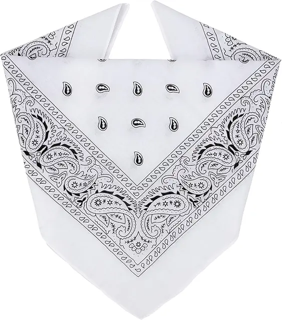 Bandana Blanc 100% Coton Naturel - Unisexe Homme Enfants, Doux et Durable