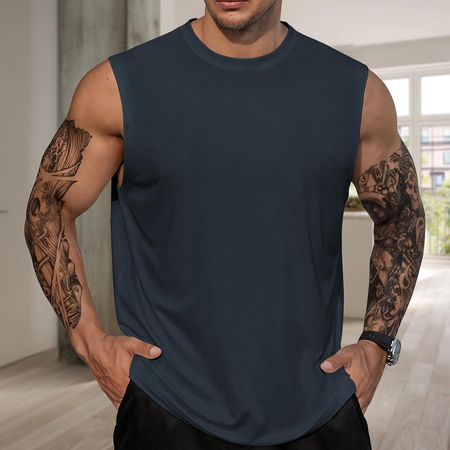 Tank Tops for Men Soft and Comfy Sleeveless T-Shirt Summer Casual Breathable Gym Tank Tops for Men Loose Fit - Image 2