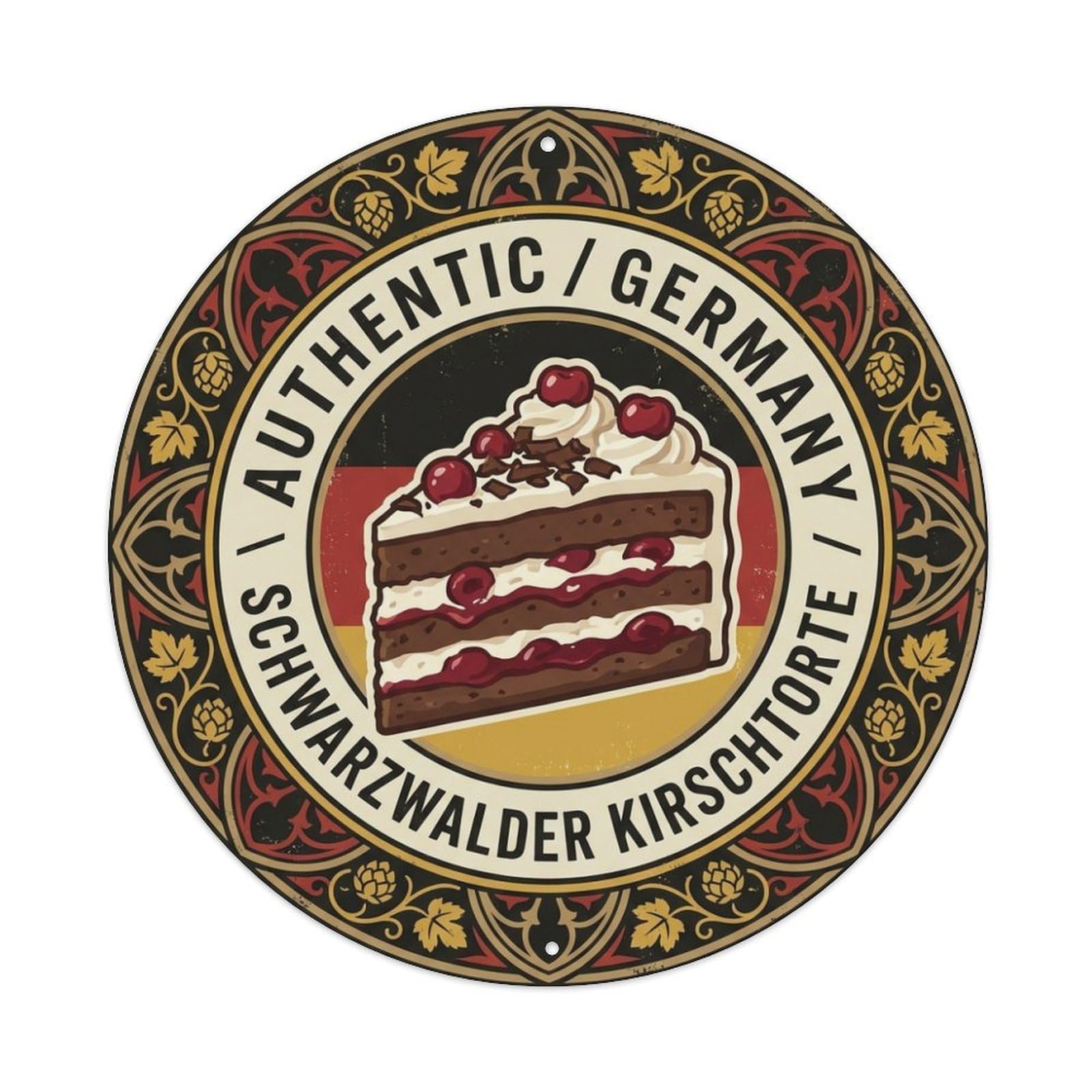Olhnbad Style Germany Schwarzwalder Kirschtorte Travel Cuisine Metal Tin Sign