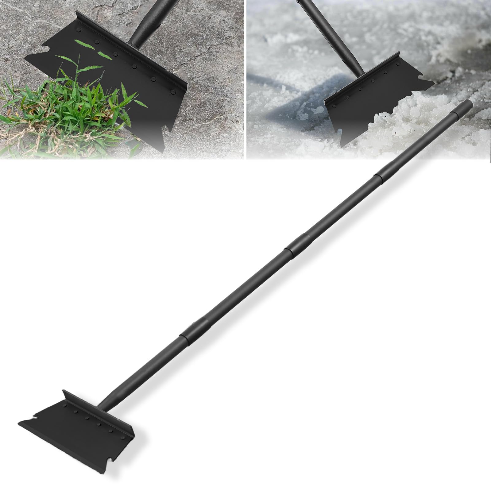Pelle de Nettoyage de Jardin, Pelle de desherbage avec Manche 148 cm, Pelle Plate réglable pour Le désherbage, Le Nettoyage, grattoir à Neige et à Glace pour l'entrée de Garage
