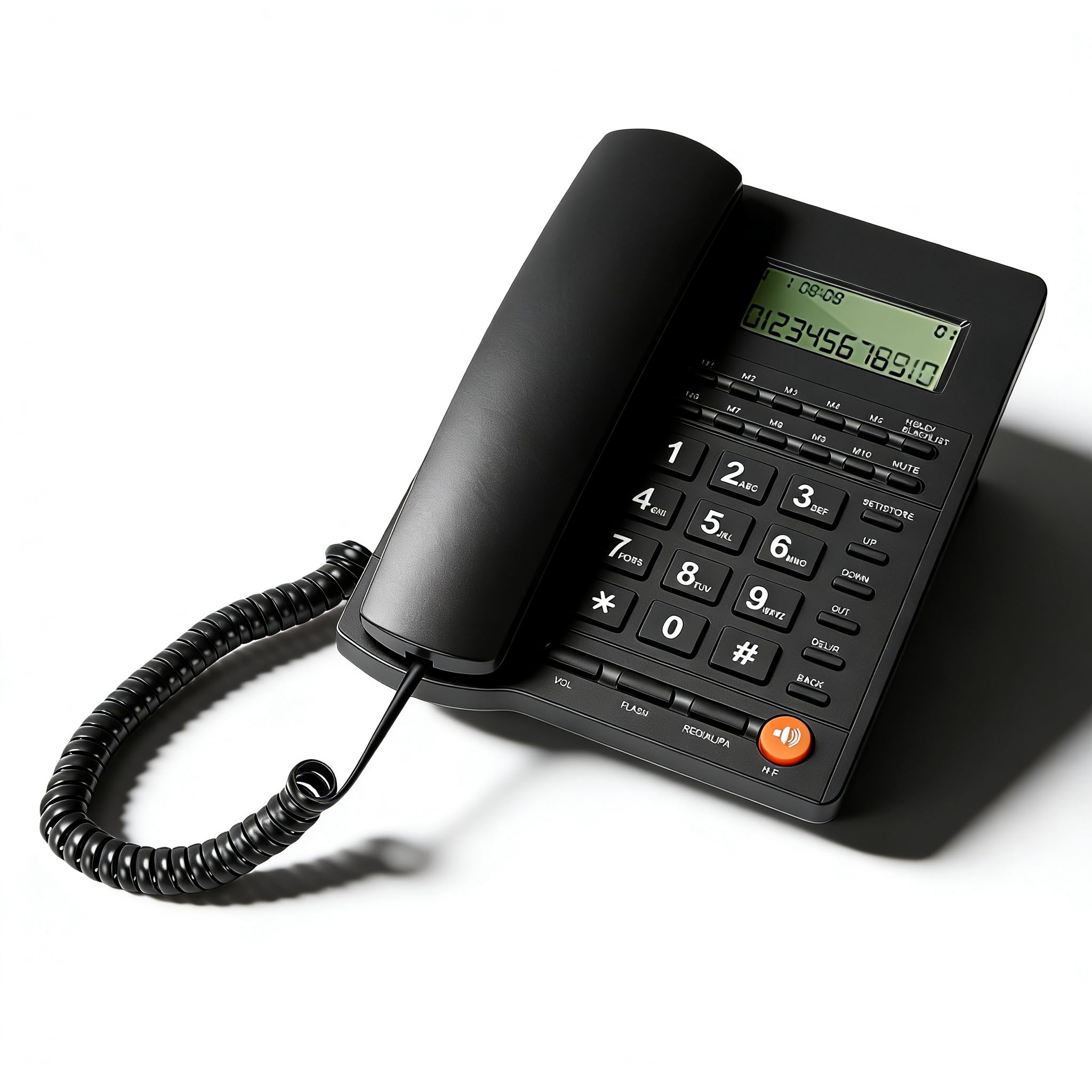 SENECESLI Telefono fisso cablato con segreteria telefonica digitale con riconoscimento chiamante, suoneria di chiamata regolabile tramite tasti grandi, nessuna alimentazione necessaria per le