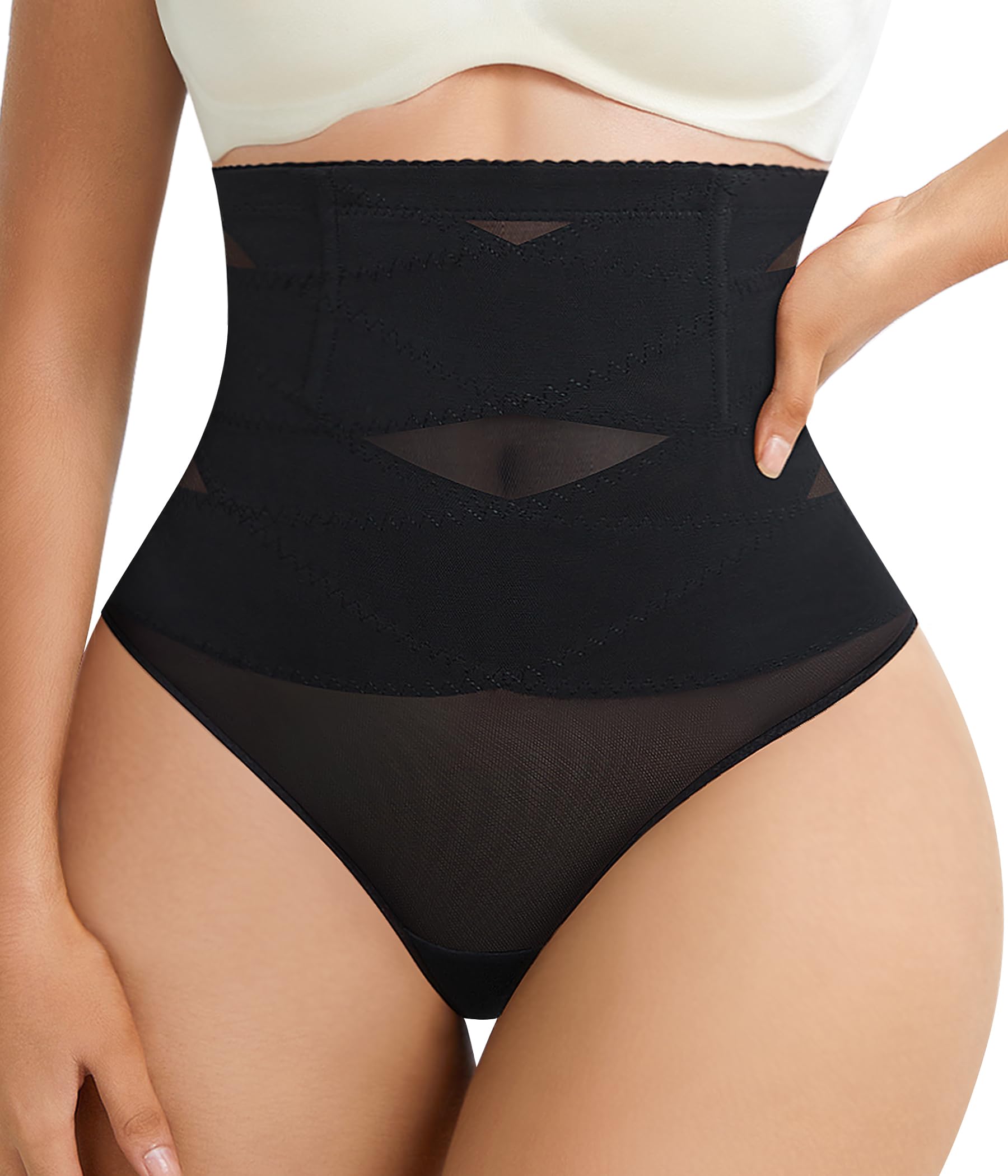 Photo 1 of JOSERGO Thong Shapewear For Women Tummy Control Butt Lifting Shapewear High Waisted Body Shaper Womens Thong Underwear X-Large Black
