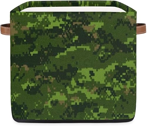 KOBLEN Moderna cesta de almacenamiento cuadrada de camuflaje plegable para ropa, cesta de almacenamiento de ropa de 13 x 13 pulgadas, cubo grande