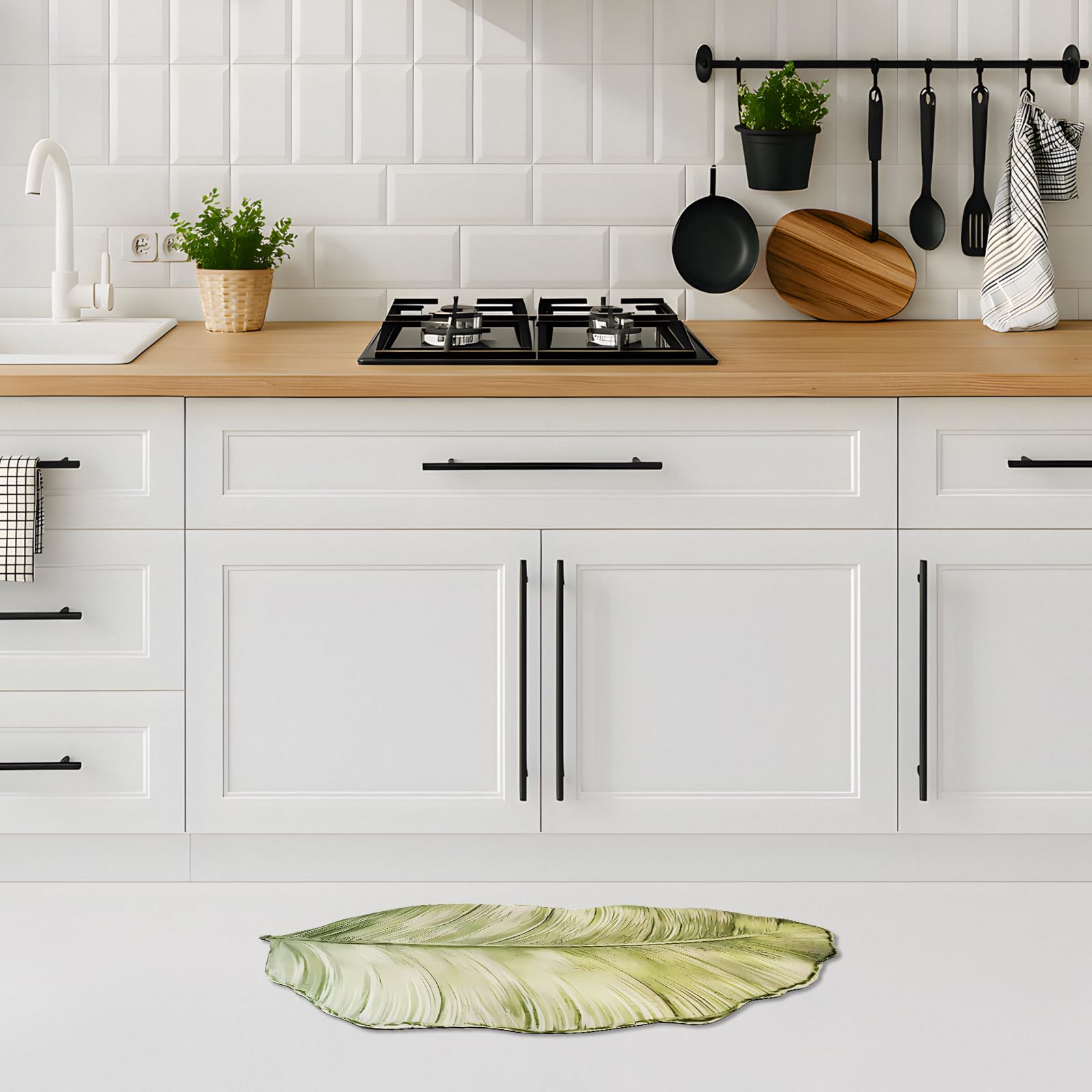 Tappeto da Bagno Forma Foglie Antiscivolo Ultralieve e Assorbente Asciuga-Veloce Flexibile per Bagno, Cucina, Camera | Tappeto Interiore per Decorazione (50x100cm)