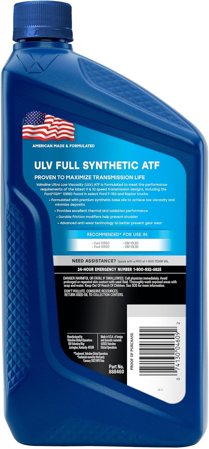 Valvoline ULV Transmission Fluid 1 QT, Case of 6
