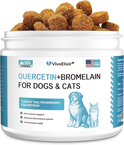 Quercetina de fuerza nutricional para perros con bromelina para apoyar el sistema inmunológico equilibrado, promover el alivio inflamatorio y la