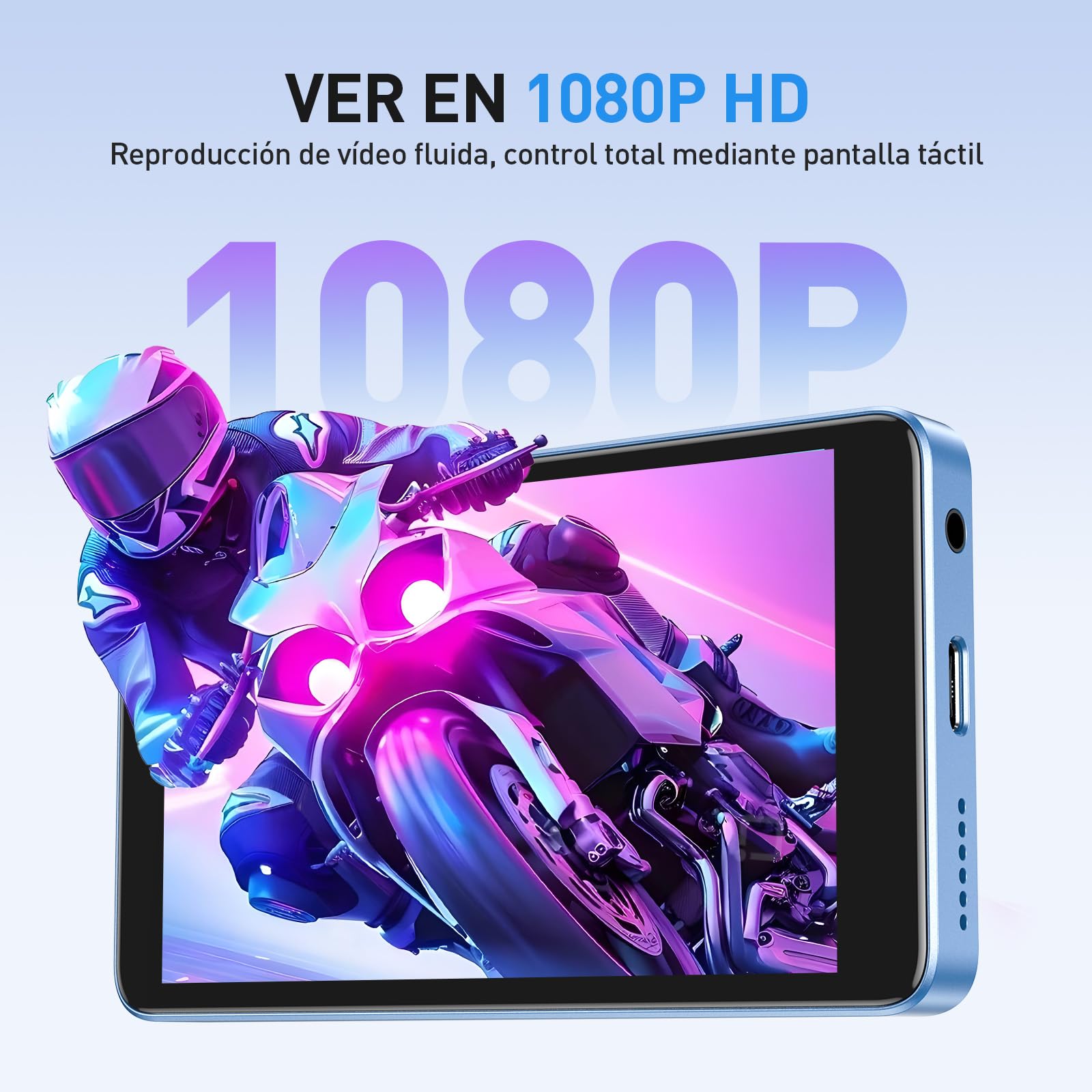 AGPTEK 96GB Reproductor MP4 Android 14, 4" MP3 WiFi Bluetooth Spotify Azul | Reproductor de Música MP3 Player con Spotify, Audible, App Store, Amazon Music, hasta 1 TB