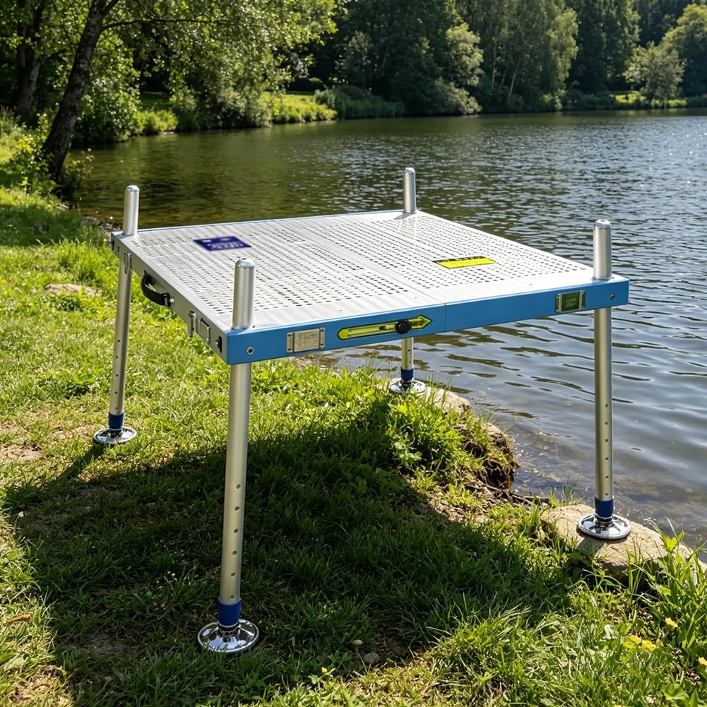 Piattaforma pieghevole portatile per pesca in acque profonde, coste, rive del fiume e laghi, facile installazione
