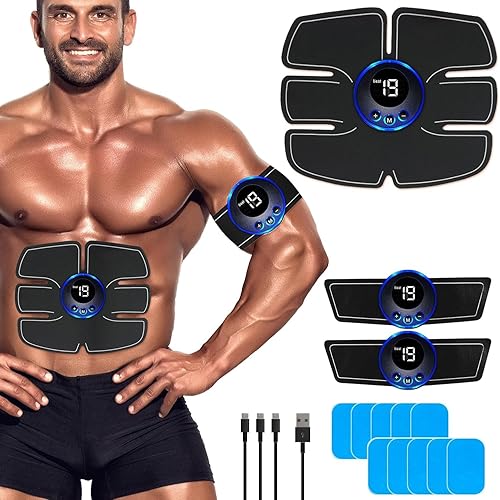 Abs Muscle - Tónico portátil - Equipo de entrenamiento para hombres y mujeres, abdominal, ejercicio de oficina en casa, 10 unidades de almohadillas