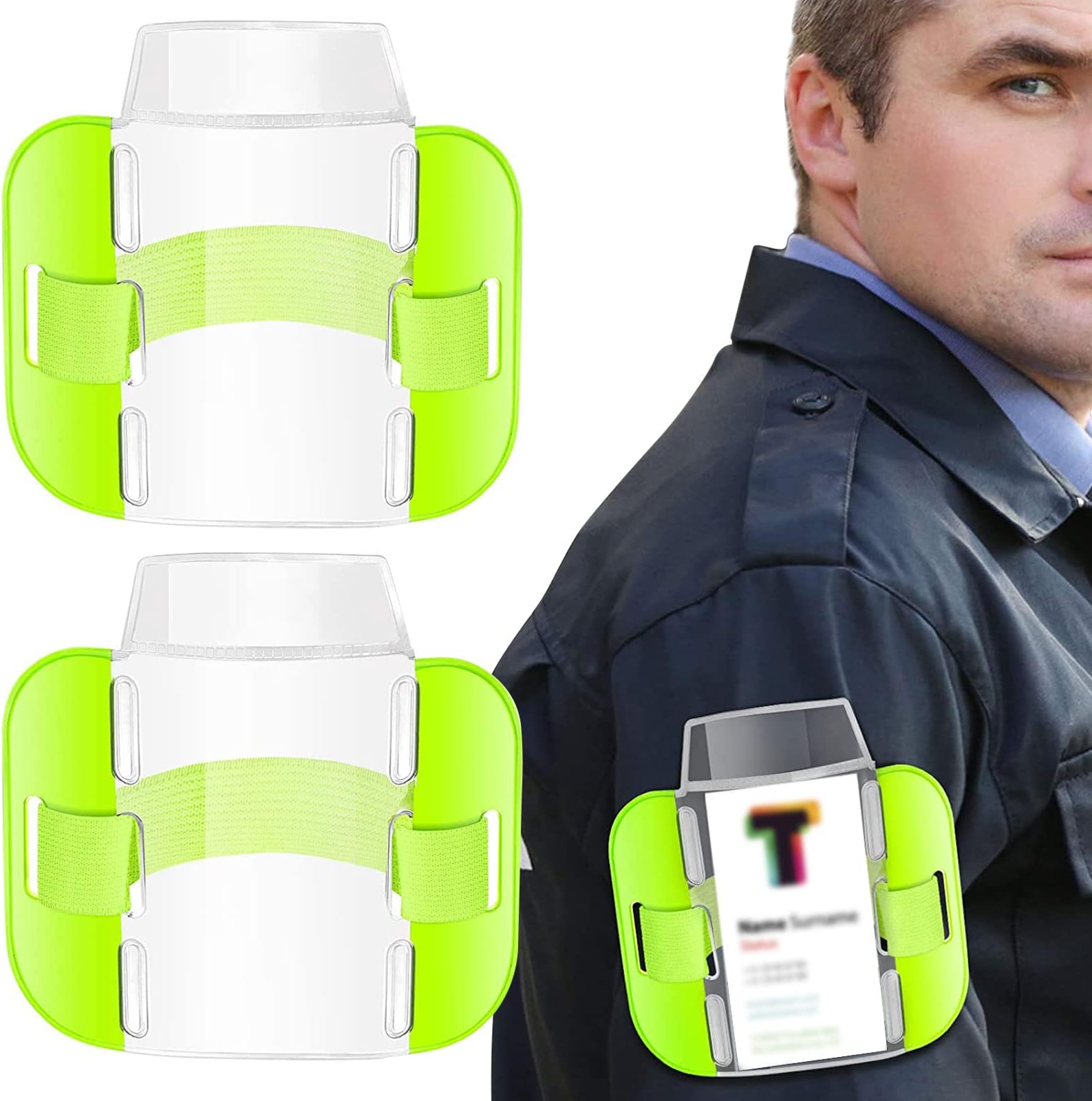 ID/SIA License Badge Holder Arm Band High Viz Yellow Amazon.co.uk Stationery & Office