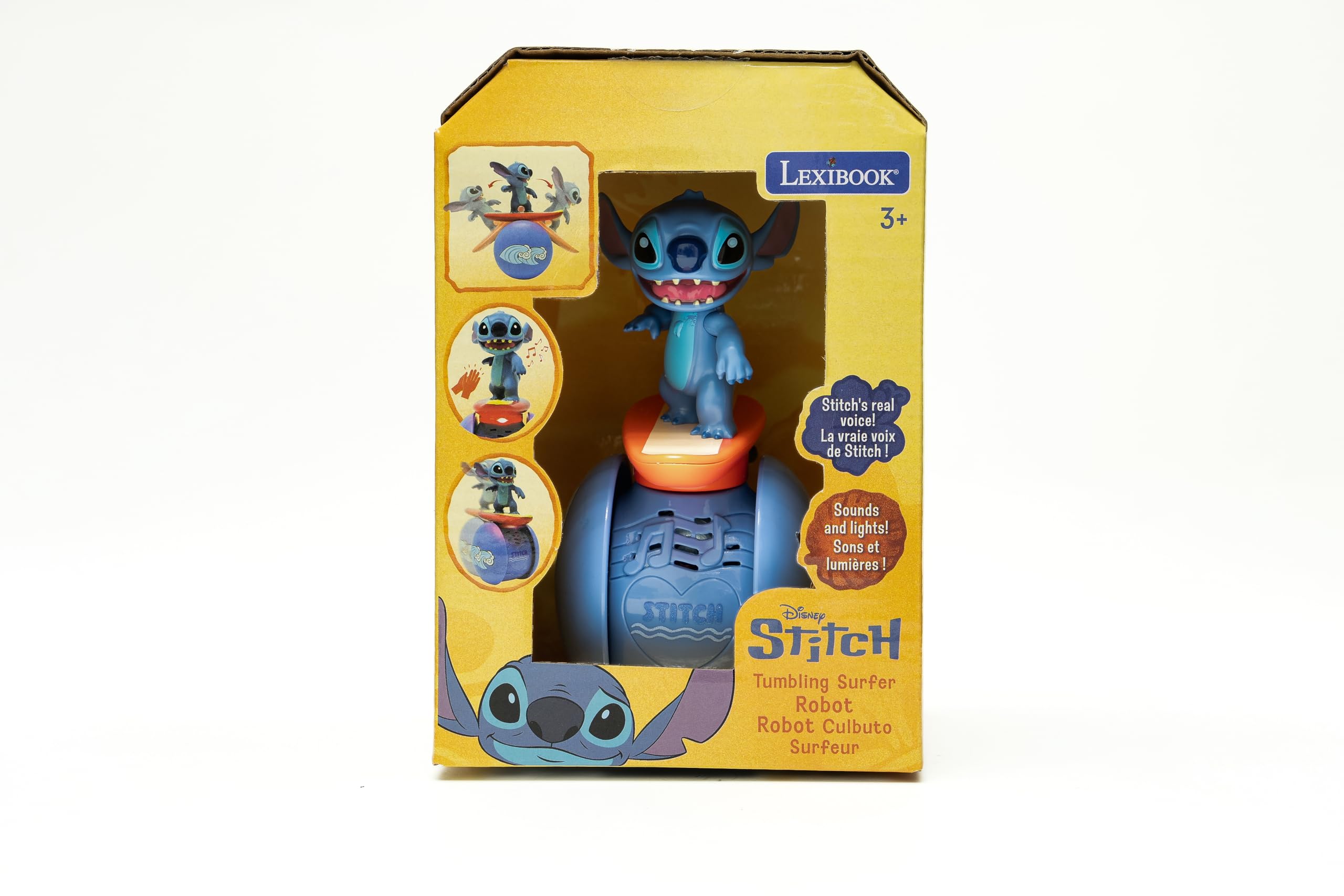 Lexibook, Disney Stitch, Il Robot Interattivo Stitch Surfer – Equilibrio Permanente, Effetti Luminosi e Sonori, Giocattolo Portatile con Sensori Reattivi, Blu, ROB01D