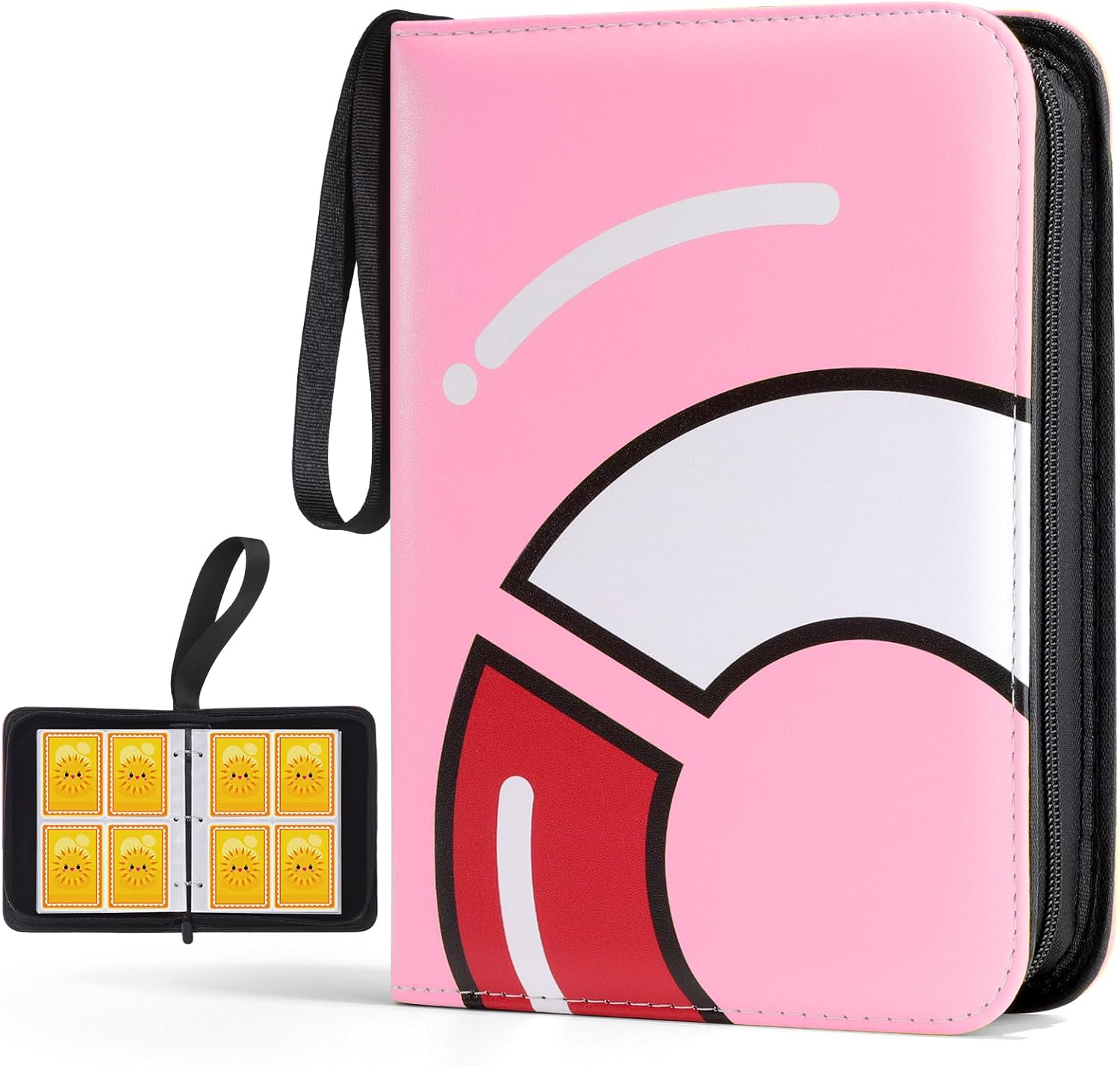 Trading Card Binder-400 Card Holder, 4 Pockets with Removable 50 Sleeves, Card Collector Album with Zipper, Portable Display Storage Holder Book for Sports Card, Game Card(Yellow)