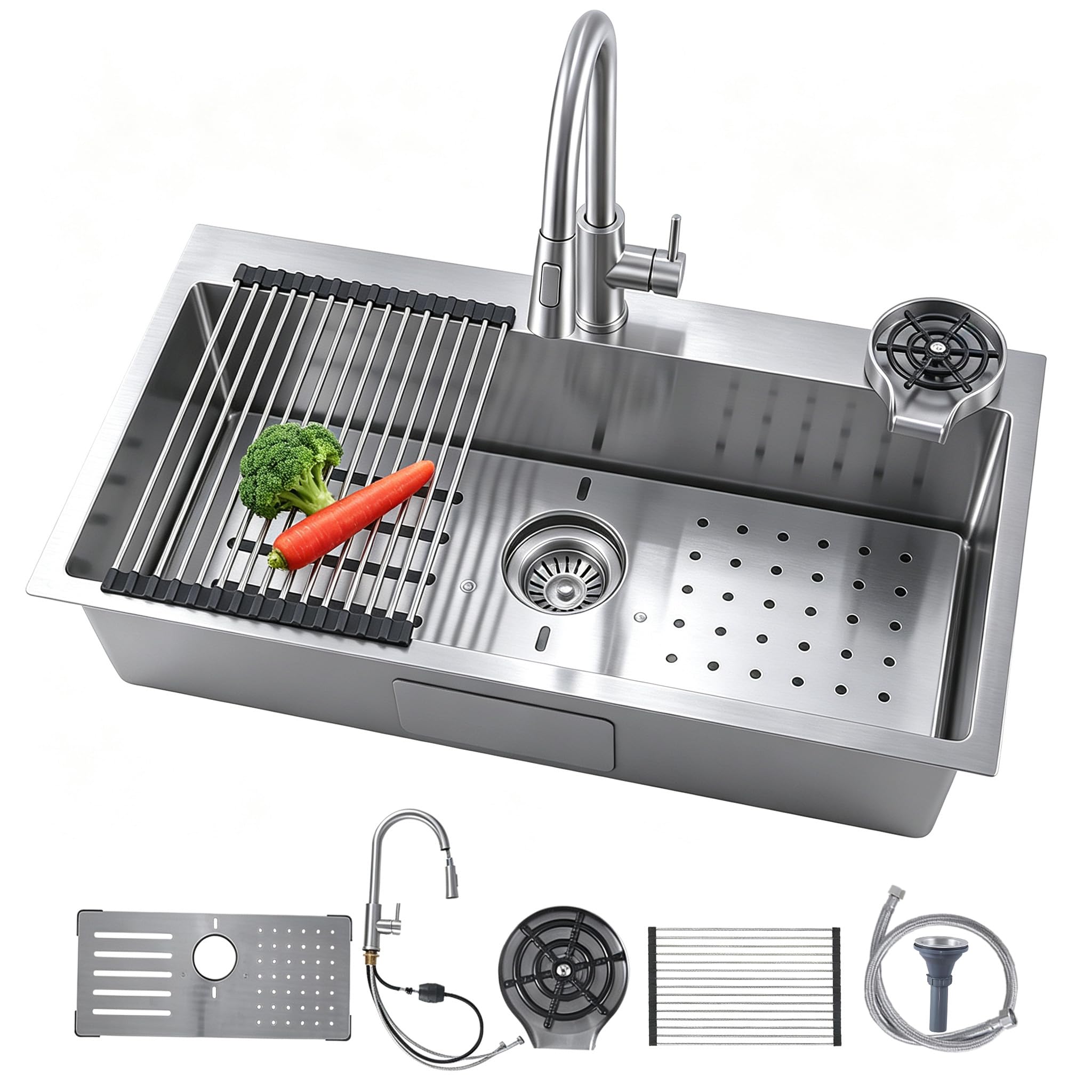 Photo 1 of 33x18 Inch Drop In Kitchen Sink, 16 Gauge 304 Stainless Steel sink