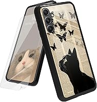 Vista 74 de Funda para Samsung Galaxy A12 5G con protector de pantalla, parte trasera de vidrio templado + TPU de silicona suave que absorbe los golpes