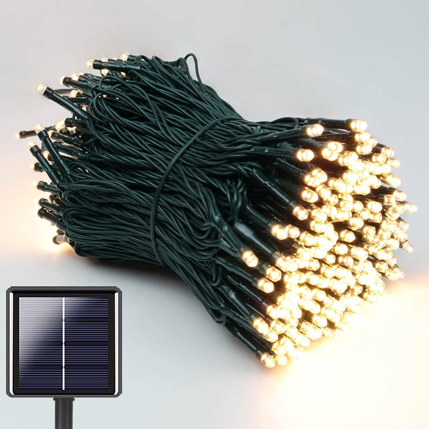 BHCLIGHT Super-Long 105FT 300 LED Solar String Lights Outdoor, Waterproof Solar Christmas Lights Outdoor with 8 Lighting Modes, Green Wire Solar Tree Lights for Patio, Garden, Party (Warm White)
