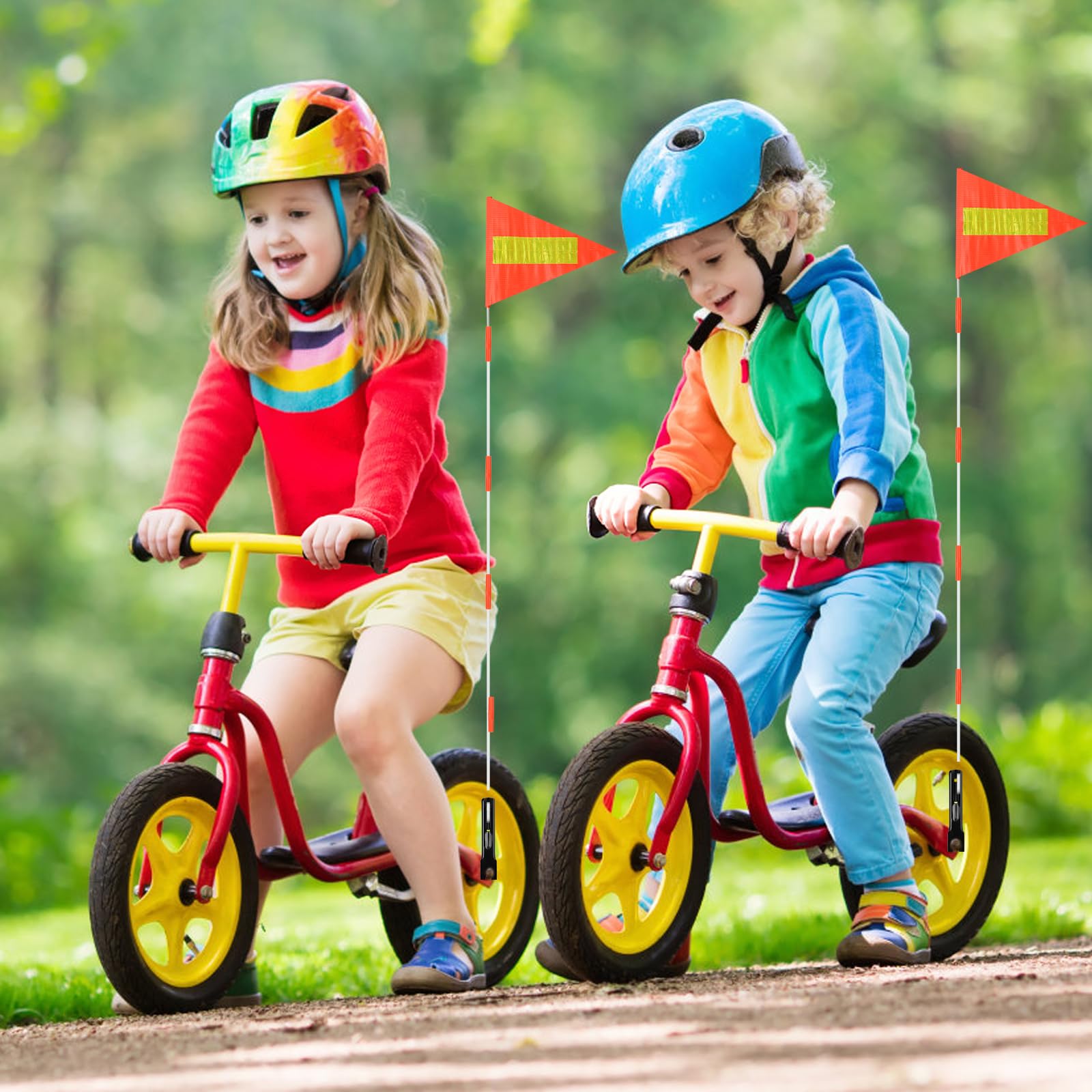 Catime 2 szt. Flaga rowerowa Bezpieczeństwo, Proporczyk rowerowy, flaga bezpieczeństwa roweru z flagą 168 cm, odblaskowa, regulowana wysokość dla dzieci dorosłych MTB, pomarańczowy