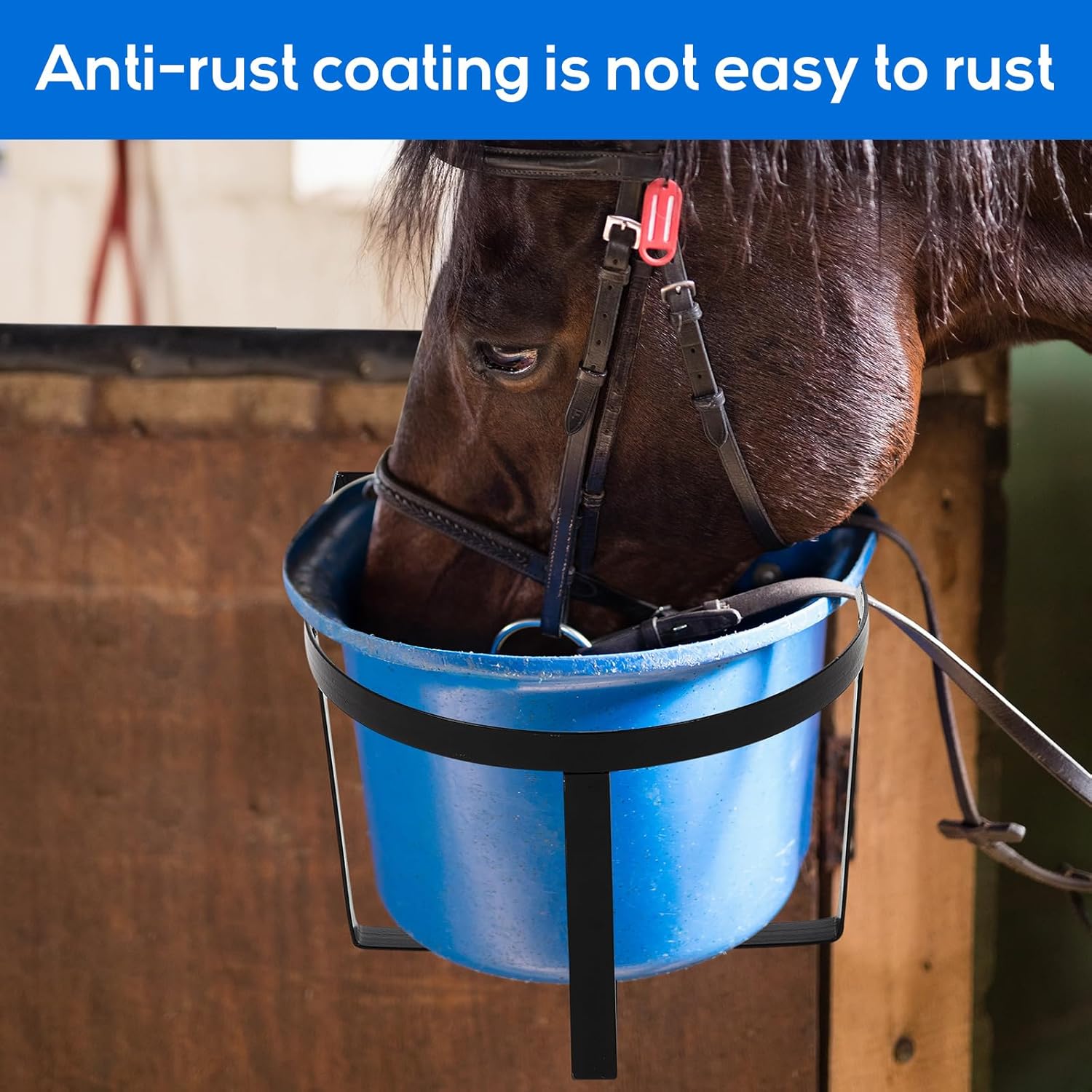 4 Pcs Heavy Duty Metal Bucket Holder 5 Gallon Horse Water Feed Bucket Holder Pre Installed Pail Accessories Wall Mount Hang Organizer for Horse Stalls Barn Farmhouse Supplies