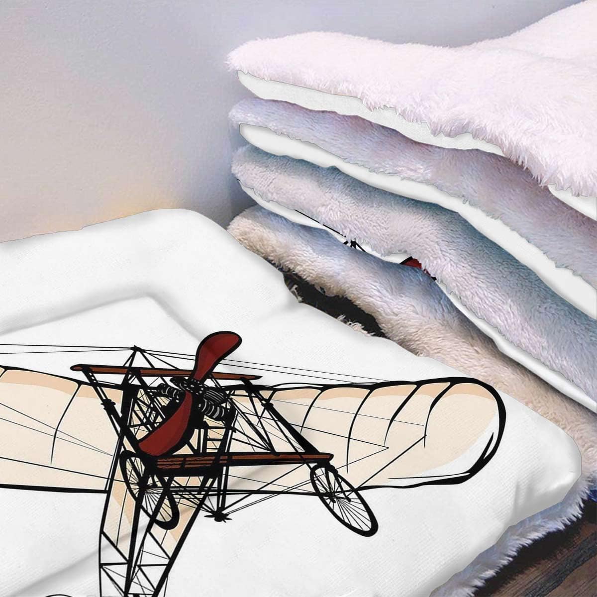 review Peach Burgundy Black Pet Dog Bed Blankets Old Fashioned Plane Engine Self-Warming Cat Bed Super Soft Dog Bed Crate Bed Blanket Vintage Airplane 18
