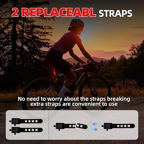 Miniatura 4 de Canway Luz trasera de bicicleta rojoazul, luz trasera de bicicleta recargable de 168 lúmenes, batería USB C 500 mAh, señales de giro 5 modos de