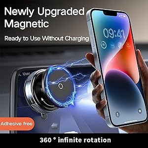 Ultra Vacuum Magnetic Suction Car Phone Holder, 360 Rotatable Car Phone Mount, Suction Cup Car Phone Mount for iPhone 16/15/14/13/12 & All Smartphones, Hands-Free Holder for Car/Mirror/Glass