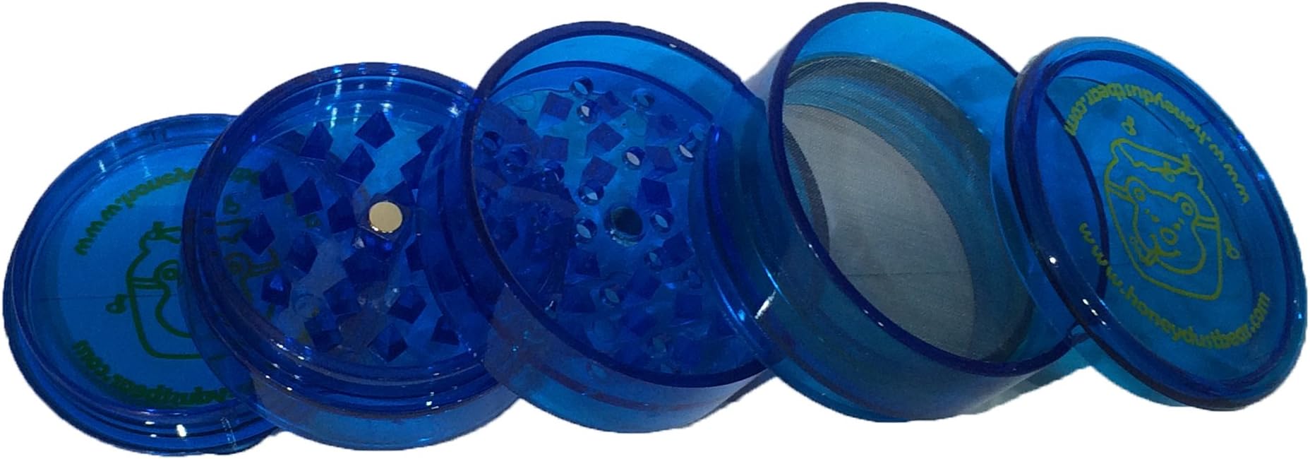 Honey Dust 65mm 4 Part Plastic Crystal Catcher Grinder - Blue