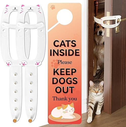 Pestillo para puerta de gato, 2 piezas de accesorios de puerta para gatos para mantener a los perros fuera de la caja de arena y los alimentos,