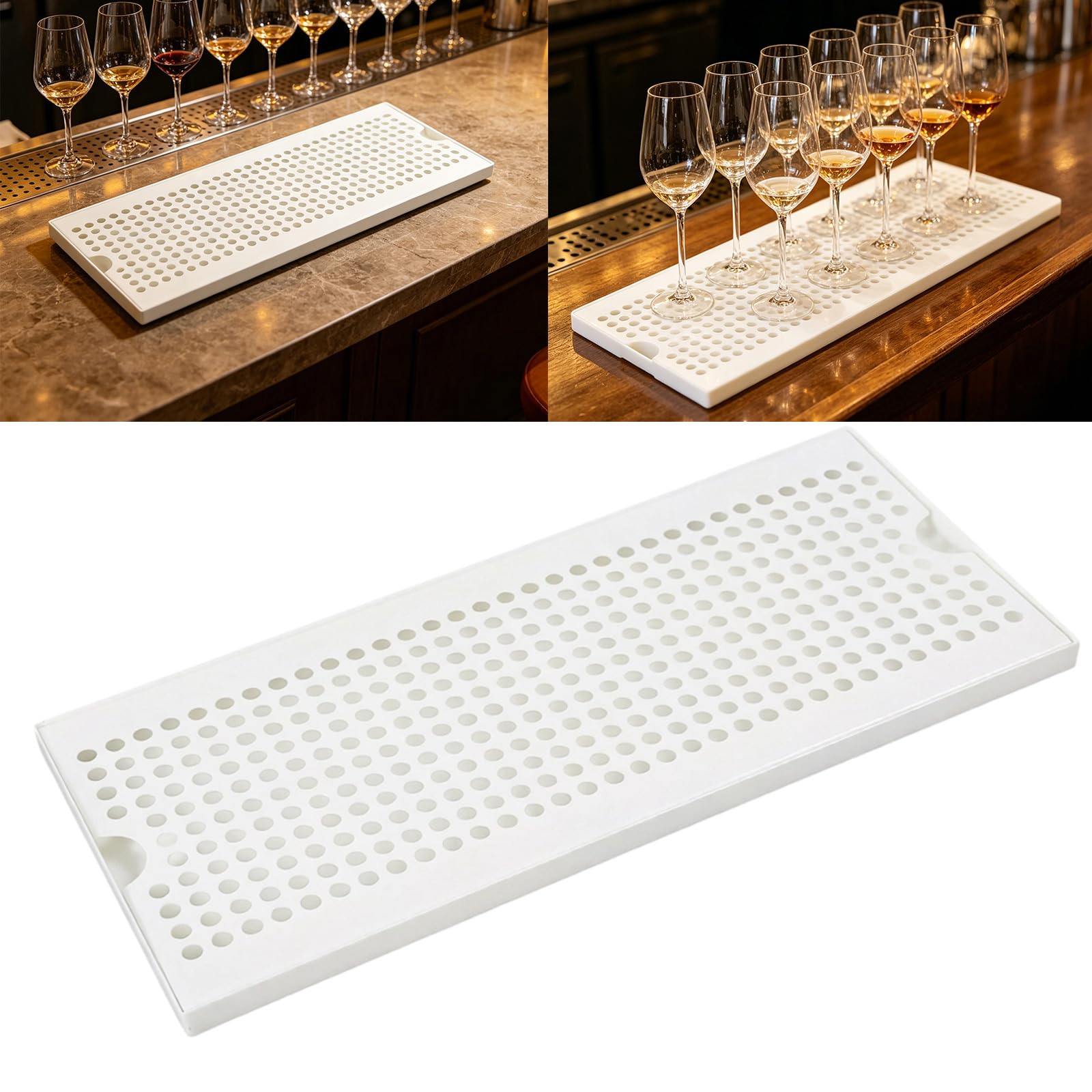 Bandeja de goteo perforada de acero inoxidable para encimera, rectangular, estación de bebidas, tabla de drenaje para decoración de club en casa, bandeja de vidrio