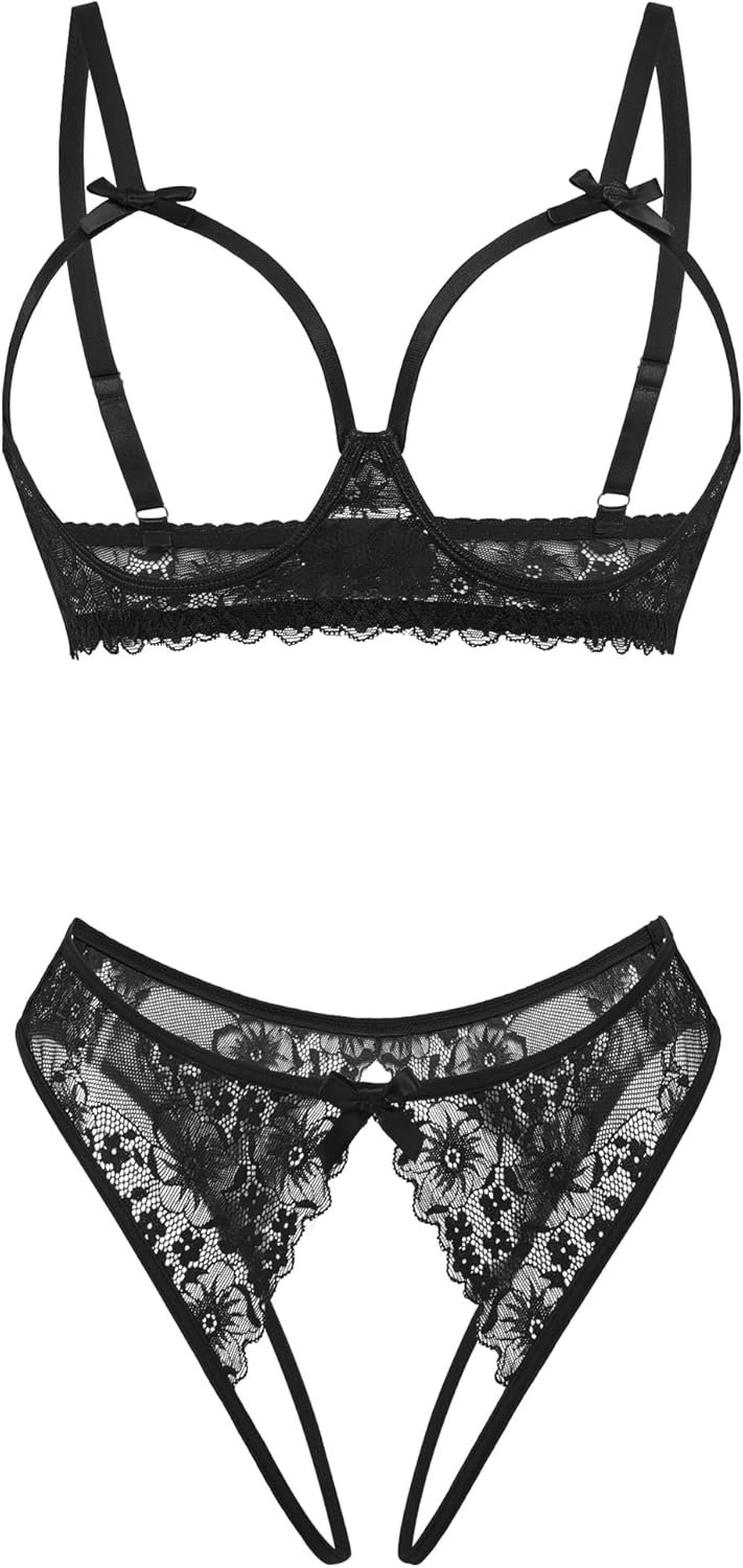Avidlove Women's Exotic Lingerie Sets Naughty 2 Pieces Bra Panty Set Sexy Cutout Lace Lingerie - Image 4