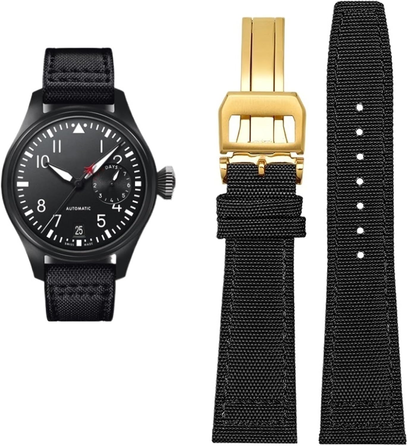 Nylon cowhide Watchband, For IWC PILOT Portugal Fabric Watch Strap 20mm 21mm 22mm Bracelet Black Armygreen Blue Cowhide Wrist Belt